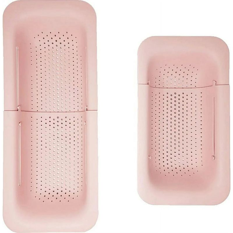 Casa si Gradina - Bucatarie si vesela - Organizare si depozitare bucatarie - Scurgator vase - Cos pentru Scurgere Chiuveta de Bucatarie, Flippy, Plastic, Telescopic, 36x20x5 cm, Roz - Infinity.ro