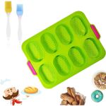 Casa si Gradina - Bucatarie si vesela - Vase pentru gatit - Tavi copt - Forme de Silicon pentru Copt, Flippy, 8 Forme Ovale, pentru Paine si Prajituri, 34.5 x 23.8 x 2.5 cm, Verde/Roz - Infinity.ro