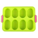 Casa si Gradina - Bucatarie si vesela - Vase pentru gatit - Tavi copt - Forme de Silicon pentru Copt, Flippy, 8 Forme Ovale, pentru Paine si Prajituri, 34.5 x 23.8 x 2.5 cm, Verde/Roz - Infinity.ro