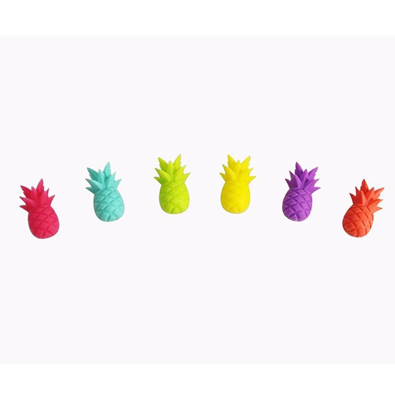 Casa si Gradina - Bucatarie si vesela - Cani si pahare - Pahare - Set 6 Accesorii pentru Pahare, Flippy, pentru Petreceri/Cocktailuri, din Silicon, Model Ananas, Multicolor - Infinity.ro
