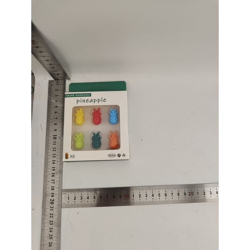 Casa si Gradina - Bucatarie si vesela - Cani si pahare - Pahare - Set 6 Accesorii pentru Pahare, Flippy, pentru Petreceri/Cocktailuri, din Silicon, Model Ananas, Multicolor - Infinity.ro