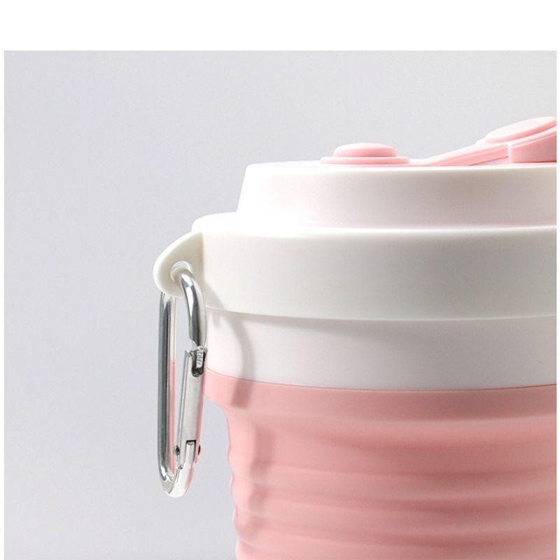 Casa si Gradina - Bucatarie si vesela - Accesorii bar - Termosuri si Cani termos - Pahar pliabil din silicon Flippy, pentru calatorii, camping, 750 ml, pai inclus, 11.6 x 19.3 cm, roz - Infinity.ro