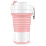 Casa si Gradina - Bucatarie si vesela - Accesorii bar - Termosuri si Cani termos - Pahar pliabil din silicon Flippy, pentru calatorii, camping, 750 ml, pai inclus, 11.6 x 19.3 cm, roz - Infinity.ro