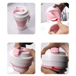 Casa si Gradina - Bucatarie si vesela - Accesorii bar - Termosuri si Cani termos - Pahar pliabil din silicon Flippy, pentru calatorii, camping, 750 ml, pai inclus, 11.6 x 19.3 cm, roz - Infinity.ro