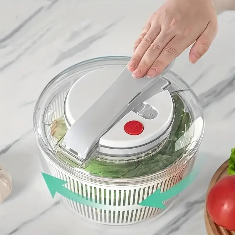 Casa si Gradina - Bucatarie si vesela - Organizare si depozitare bucatarie - Cutii alimentare - Uscator Manual pentru Salata si Verdeturi, Flippy, Plastic, 16x15x21 cm, Capacitate 3L, Alb - Infinity.ro