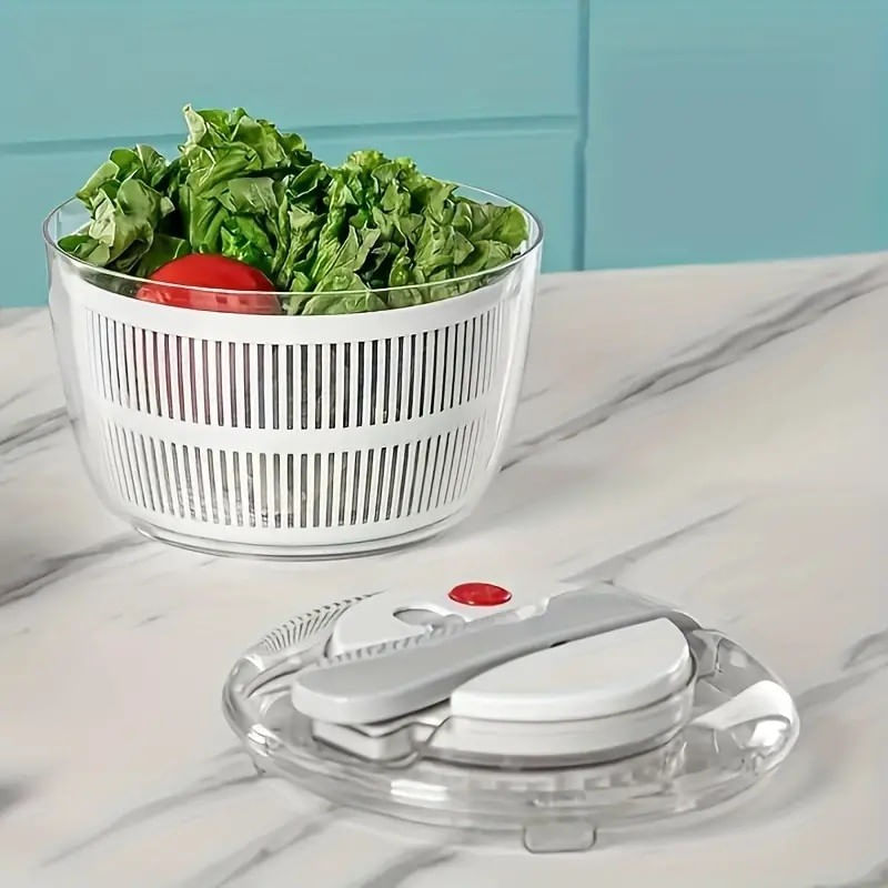 Casa si Gradina - Bucatarie si vesela - Organizare si depozitare bucatarie - Cutii alimentare - Uscator Manual pentru Salata si Verdeturi, Flippy, Plastic, 16x15x21 cm, Capacitate 3L, Alb - Infinity.ro