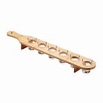 Casa si Gradina - Bucatarie si vesela - Cani si pahare - Pahare - Set 6 Pahare Shot din Sticla Flippy, cu Suport din Lemn, Design Rustic, 49.5 x 7 x 6.5 cm, Maro - Infinity.ro