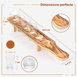 Casa si Gradina - Bucatarie si vesela - Cani si pahare - Pahare - Set 6 Pahare Shot din Sticla Flippy, cu Suport din Lemn, Design Rustic, 49.5 x 7 x 6.5 cm, Maro - Infinity.ro
