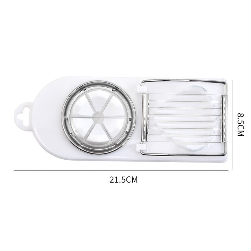 Electronice si Electrocasnice - Electrocasnice bucatarie - Mixere, tocatoare & roboti de bucatarie - Feliatoare - Feliator multifunctional Flippy pentru oua, mozzarela, fructe, 2 forme de feliere, agatatoare, 20 cm, Alb - Infinity.ro