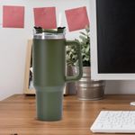Casa si Gradina - Bucatarie si vesela - Accesorii bar - Termosuri si Cani termos - Cana Termos din Plastic, Flippy, pentru Bauturi Calde si Reci, cu Maner, 9.9x9.9x27 cm, Verde Army - Infinity.ro