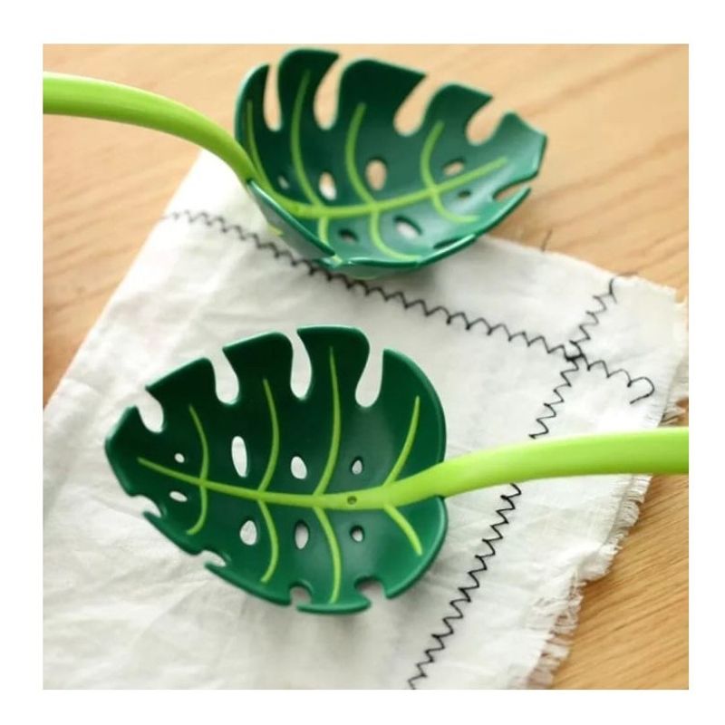 Casa si Gradina - Bucatarie si vesela - Ustensile bucatarie - Polonice, linguri si clesti de bucatarie - Ustensila bucatarie universala tip frunza, material ABS, creativa, design unic si modern, 30x9.5 cm, verde - Infinity.ro