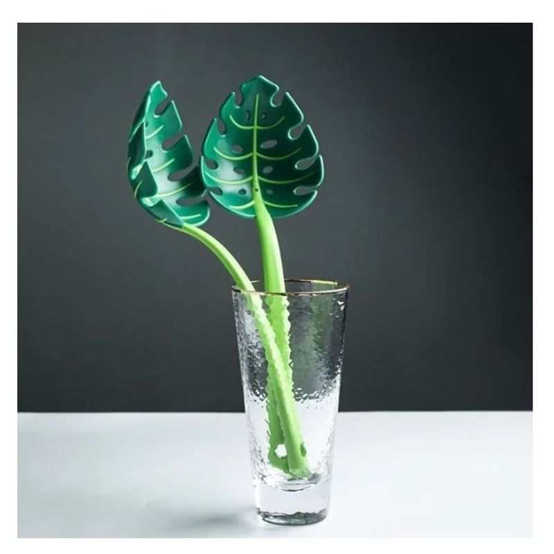 Casa si Gradina - Bucatarie si vesela - Ustensile bucatarie - Polonice, linguri si clesti de bucatarie - Ustensila bucatarie universala tip frunza, material ABS, creativa, design unic si modern, 30x9.5 cm, verde - Infinity.ro