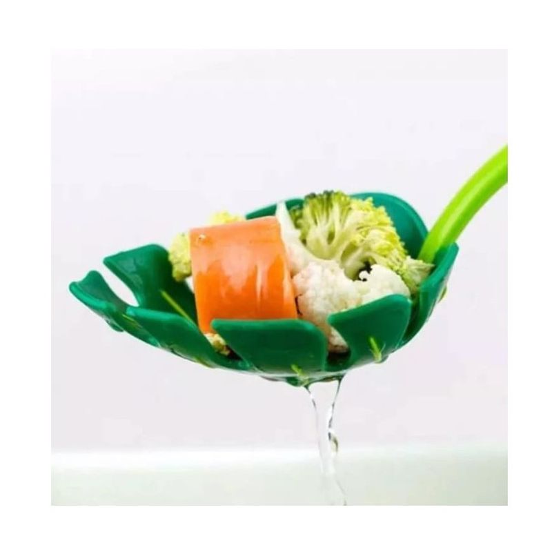 Casa si Gradina - Bucatarie si vesela - Ustensile bucatarie - Polonice, linguri si clesti de bucatarie - Ustensila bucatarie universala tip frunza, material ABS, creativa, design unic si modern, 30x9.5 cm, verde - Infinity.ro