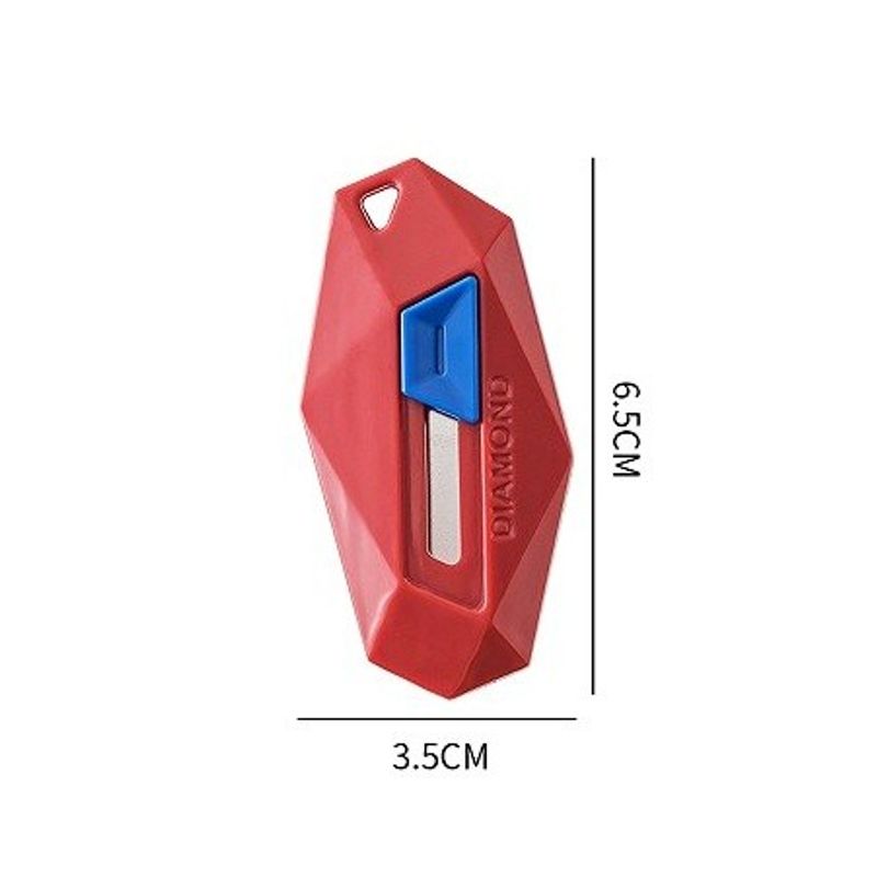 Carti si Birotica - Birotica - Accesorii de birou - Foarfece si cuttere - Cutter pentru Cutii, Flippy, Varf Rotunjit si Zimtat, Tip Breloc, 6.5x3.5 cm, Rosu - Infinity.ro
