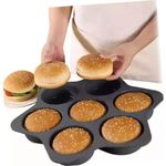 Casa si Gradina - Bucatarie si vesela - Vase pentru gatit - Tavi copt - Forme de Silicon pentru Copt, Flippy, 7 Forme Rotiunde, pentru Burgeri si Prajituri, 38.5 x 4 cm, Negru - Infinity.ro