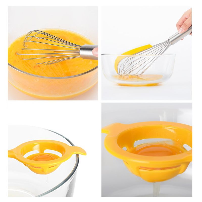 Casa si Gradina - Bucatarie si vesela - Ustensile bucatarie - Polonice, linguri si clesti de bucatarie - Set 3 ustensile pentru bucatarie Flippy, 2 teluri, un separator oua, inox/silicon, Galben - Infinity.ro