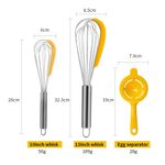 Casa si Gradina - Bucatarie si vesela - Ustensile bucatarie - Polonice, linguri si clesti de bucatarie - Set 3 ustensile pentru bucatarie Flippy, 2 teluri, un separator oua, inox/silicon, Galben - Infinity.ro