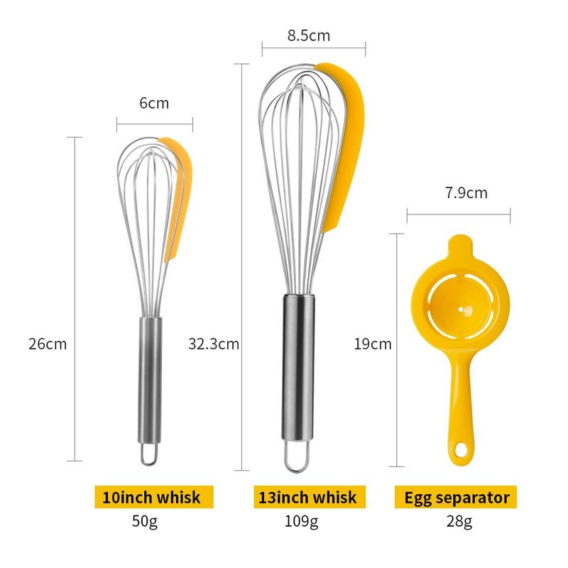 Casa si Gradina - Bucatarie si vesela - Ustensile bucatarie - Polonice, linguri si clesti de bucatarie - Set 3 ustensile pentru bucatarie Flippy, 2 teluri, un separator oua, inox/silicon, Galben - Infinity.ro