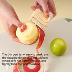 Casa si Gradina - Bucatarie si vesela - Ustensile bucatarie - Razatori si curatatoare - Decojitor/Curatator manual de legume si fructe, Flippy, portabil, cu magnet, doua lame, Inox, Galben, 6.7x6x1.6 cm - Infinity.ro