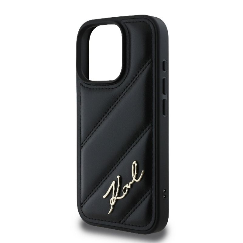 Laptop, Telefoane si Tablete - Telefoane mobile si accesorii - Accesorii Telefoane - Huse telefoane - Husa pentru iPhone 16 Pro Max - Karl Lagerfeld Diagonal Quilted Script (KLHCP16XPQDSMGK) - Negru - Infinity.ro