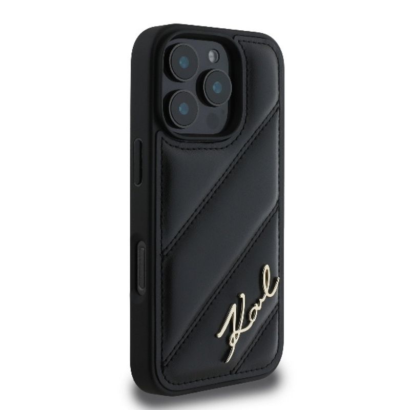 Laptop, Telefoane si Tablete - Telefoane mobile si accesorii - Accesorii Telefoane - Huse telefoane - Husa pentru iPhone 16 Pro Max - Karl Lagerfeld Diagonal Quilted Script (KLHCP16XPQDSMGK) - Negru - Infinity.ro