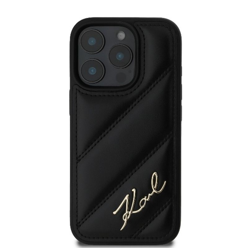 Laptop, Telefoane si Tablete - Telefoane mobile si accesorii - Accesorii Telefoane - Huse telefoane - Husa pentru iPhone 16 Pro Max - Karl Lagerfeld Diagonal Quilted Script (KLHCP16XPQDSMGK) - Negru - Infinity.ro