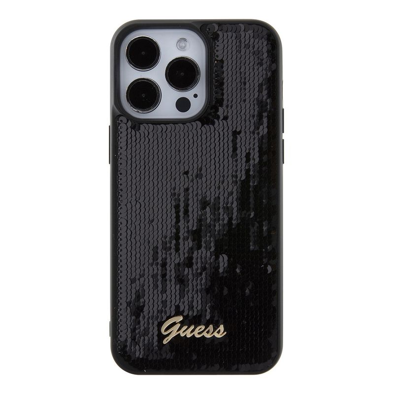 Laptop, Telefoane si Tablete - Telefoane mobile si accesorii - Accesorii Telefoane - Huse telefoane - Husa pentru iPhone 15 Pro Max - Guess Sequin Script Metal (GUHCP15XPSFDGSK) - Negru - Infinity.ro