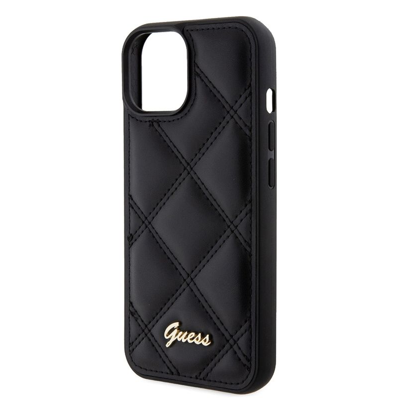 Laptop, Telefoane si Tablete - Telefoane mobile si accesorii - Accesorii Telefoane - Huse telefoane - Husa pentru iPhone 15 - Guess Quilted Metal Logo (GUHCP15SPSQSQSK) - Negru - Infinity.ro