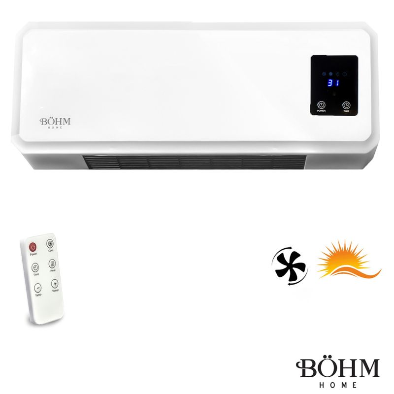 Electronice si Electrocasnice - Climatizare si sisteme de incalzire - Aparate incalzire aer - Aeroterme - Aeroterma de perete BH2000 BoHM , doua trepte de putere 1000/2000W, Timer 1-12 H , suprafata de incalzire 20-25 m² - Infinity.ro