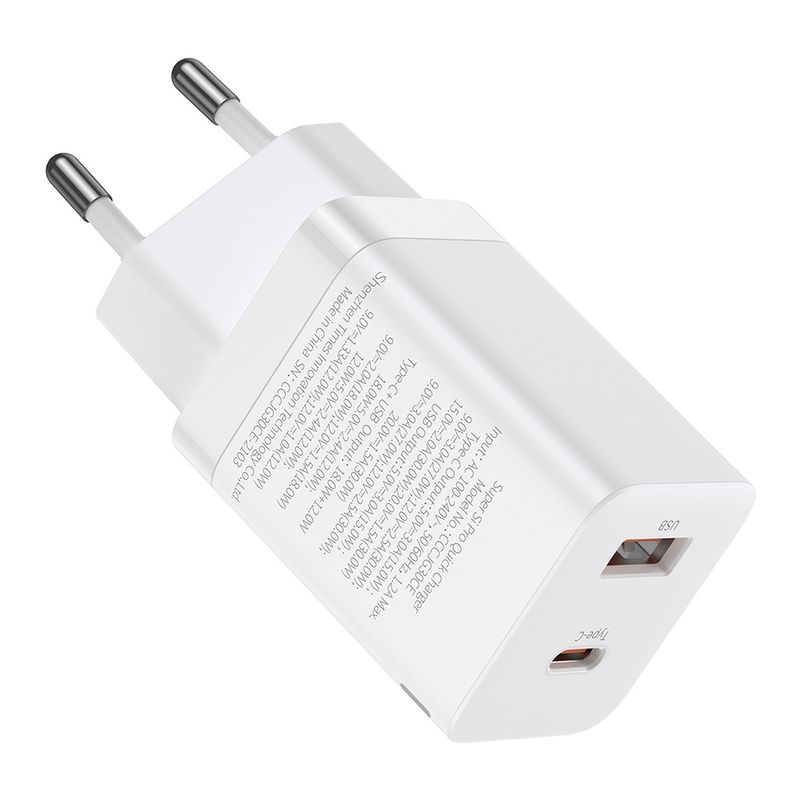 Laptop, Telefoane si Tablete - Telefoane mobile si accesorii - Accesorii Telefoane - Incarcatoare telefoane - Incarcator Priza, 2in1, 30W - Baseus Super Si Pro (CCSUPP-E02) - Alb - Infinity.ro