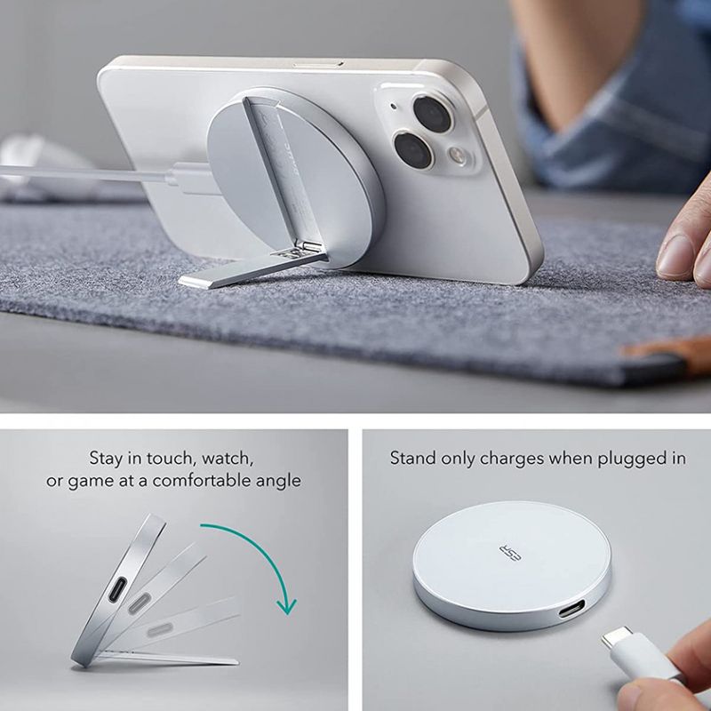 Laptop, Telefoane si Tablete - Telefoane mobile si accesorii - Accesorii Telefoane - Incarcatoare telefoane - Incarcator Wireless Compatibil MagSafe cu Suport - ESR HaloLock - Alb - Infinity.ro