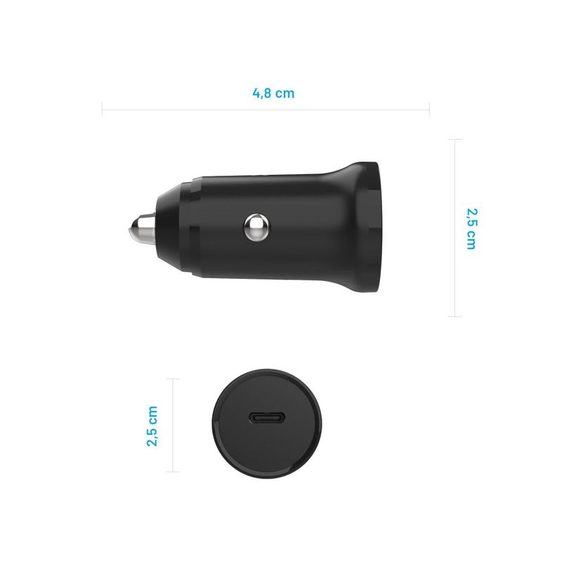 Laptop, Telefoane si Tablete - Telefoane mobile si accesorii - Accesorii Telefoane - Incarcatoare telefoane - Incarcator pentru Masina, Type-C, 20W, L57, Fixed FIXCC20N C BK, L57, Black - Infinity.ro