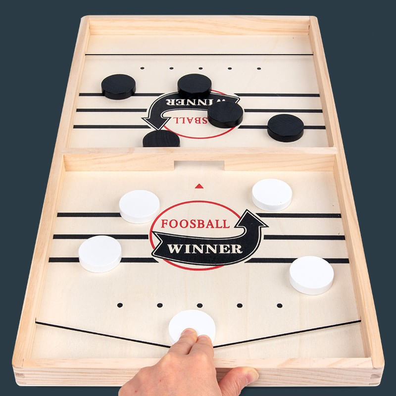 Jucarii, Copii si Bebe - Jucarii si jocuri - Jocuri si puzzle - Jocuri de societate - Joc Fooseball Interactiv, Flippy, Tip Hockey pe Gheata, din Lemn, 10 Piese de Joc, +4 Ani, 54 x 29 cm, Multicolor - Infinity.ro