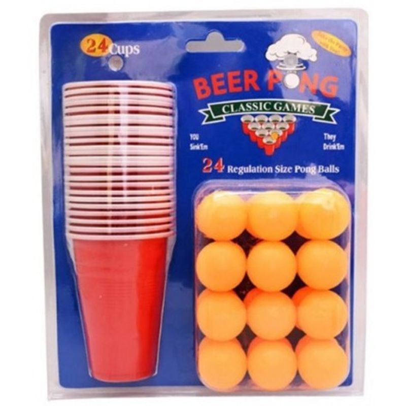 Jucarii, Copii si Bebe - Jucarii si jocuri - Jocuri si puzzle - Jocuri de societate - Joc de baut Beer Pong Flippy, 24 Pahare, 24 Mingi, material plastic, reutilizabil, portabil, rosu - Infinity.ro