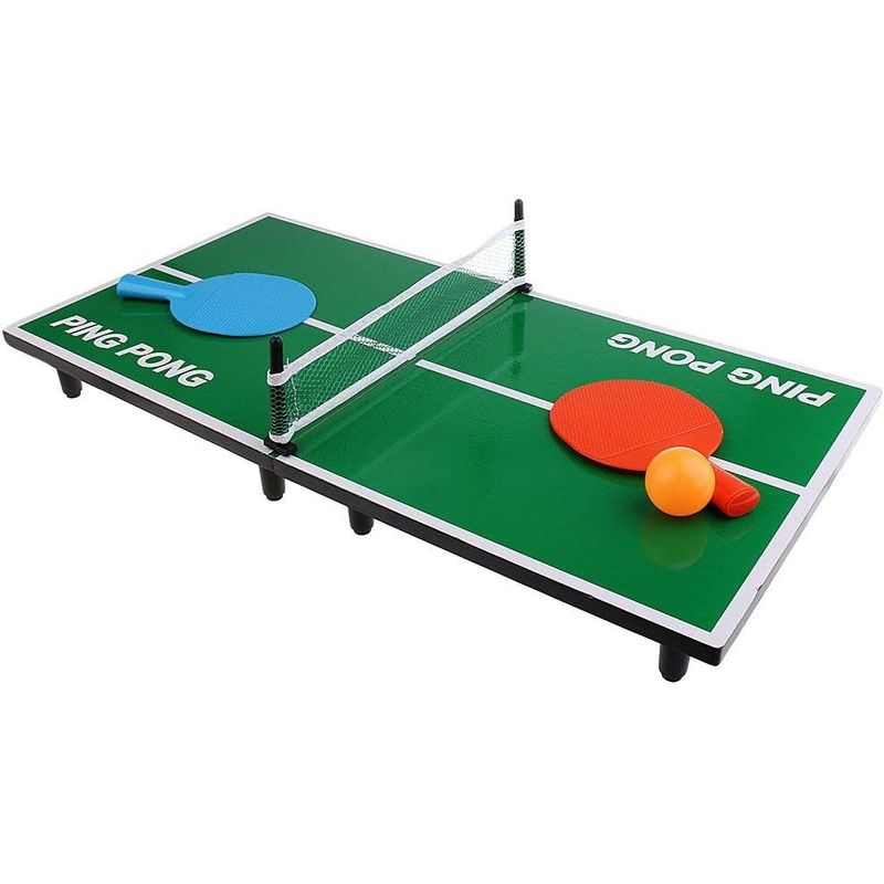 Sport si Outdoor - Sporturi cu paleta - Tenis de masa - Palete si mingi tenis de masa - Mini Masa de Ping Pong Flippy, pentru interior, Material Lemn, 60 x 10 x 30 cm, 2 mingi, portabila, verde - Infinity.ro