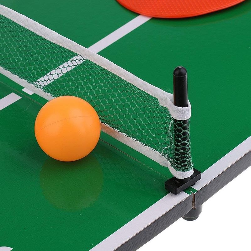 Sport si Outdoor - Sporturi cu paleta - Tenis de masa - Palete si mingi tenis de masa - Mini Masa de Ping Pong Flippy, pentru interior, Material Lemn, 60 x 10 x 30 cm, 2 mingi, portabila, verde - Infinity.ro