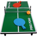 Sport si Outdoor - Sporturi cu paleta - Tenis de masa - Palete si mingi tenis de masa - Mini Masa de Ping Pong Flippy, pentru interior, Material Lemn, 60 x 10 x 30 cm, 2 mingi, portabila, verde - Infinity.ro