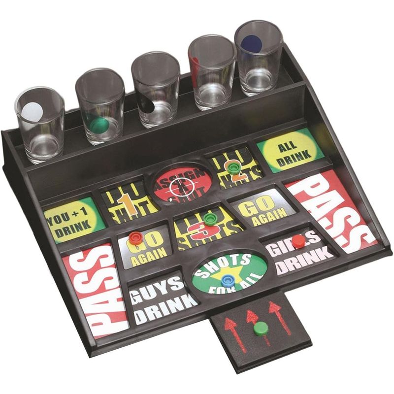Jucarii, Copii si Bebe - Jucarii si jocuri - Jocuri si puzzle - Jocuri de societate - Joc de baut cu banuti Flippy, Pahare de Shot din Sticla Incluse, distractiv si interactiv, 23x28 cm, multicolor - Infinity.ro