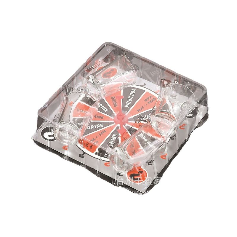 Jucarii, Copii si Bebe - Jucarii si jocuri - Jocuri si puzzle - Jocuri de societate - Joc de societate cu 4 pahare de shoturi din sticla Flippy, ruleta norocului, pentru petreceri, 17x17x7.5cm - Infinity.ro