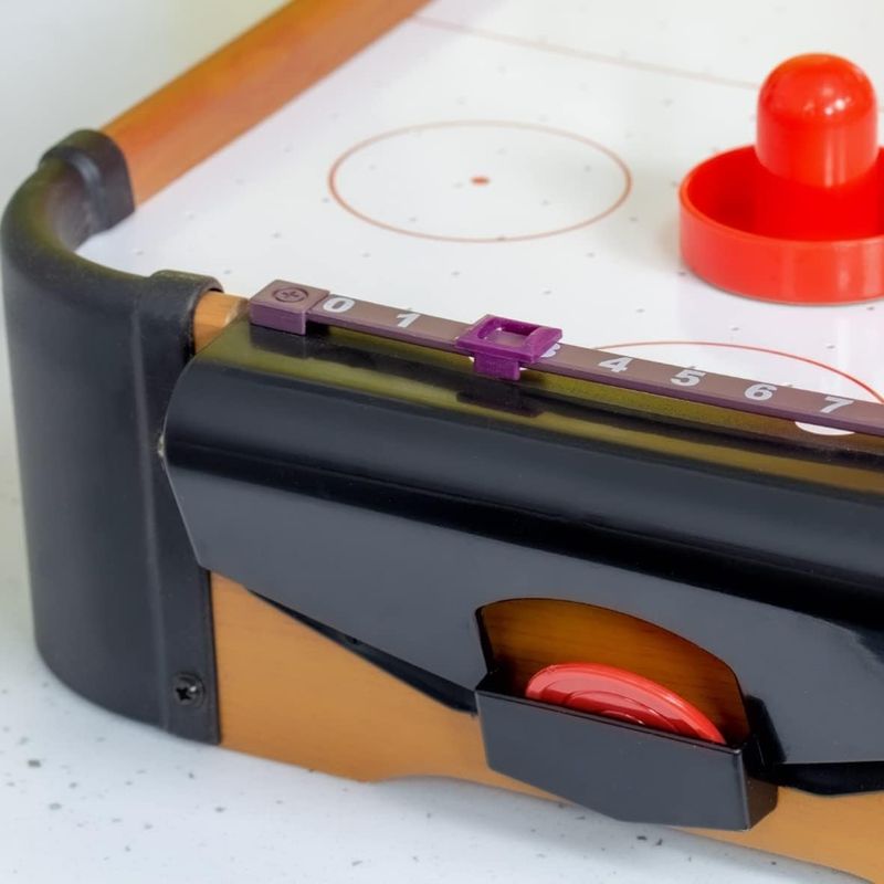 Sport si Outdoor - Alte sporturi - Mese fusball - Masa Air Hockey Graffiti cu Picioare Lungi, Flippy, Lemn, 2 Pucuri, Tabela Scor, 2 Impingatoare, 76x38x61 cm, Maro - Infinity.ro