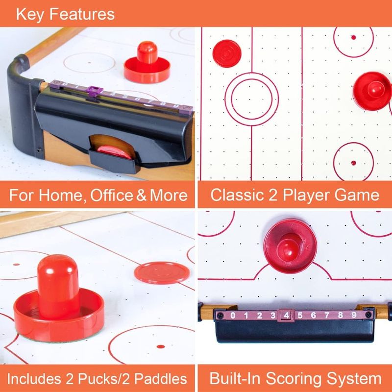Sport si Outdoor - Alte sporturi - Mese fusball - Masa Air Hockey Graffiti cu Picioare Lungi, Flippy, Lemn, 2 Pucuri, Tabela Scor, 2 Impingatoare, 76x38x61 cm, Maro - Infinity.ro