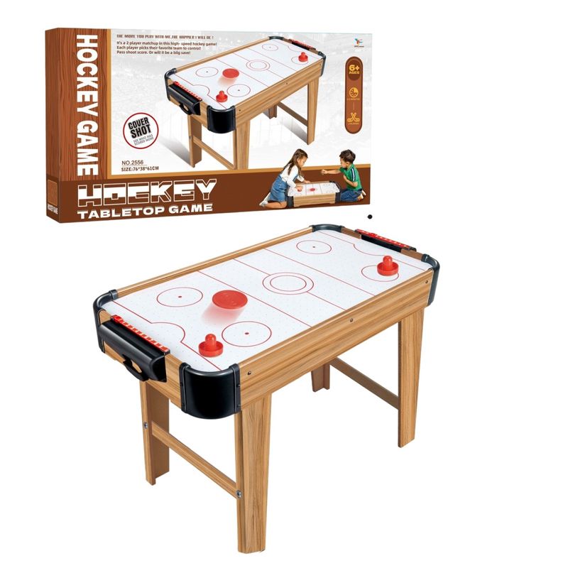 Sport si Outdoor - Alte sporturi - Mese fusball - Masa Air Hockey Graffiti cu Picioare Lungi, Flippy, Lemn, 2 Pucuri, Tabela Scor, 2 Impingatoare, 76x38x61 cm, Maro - Infinity.ro