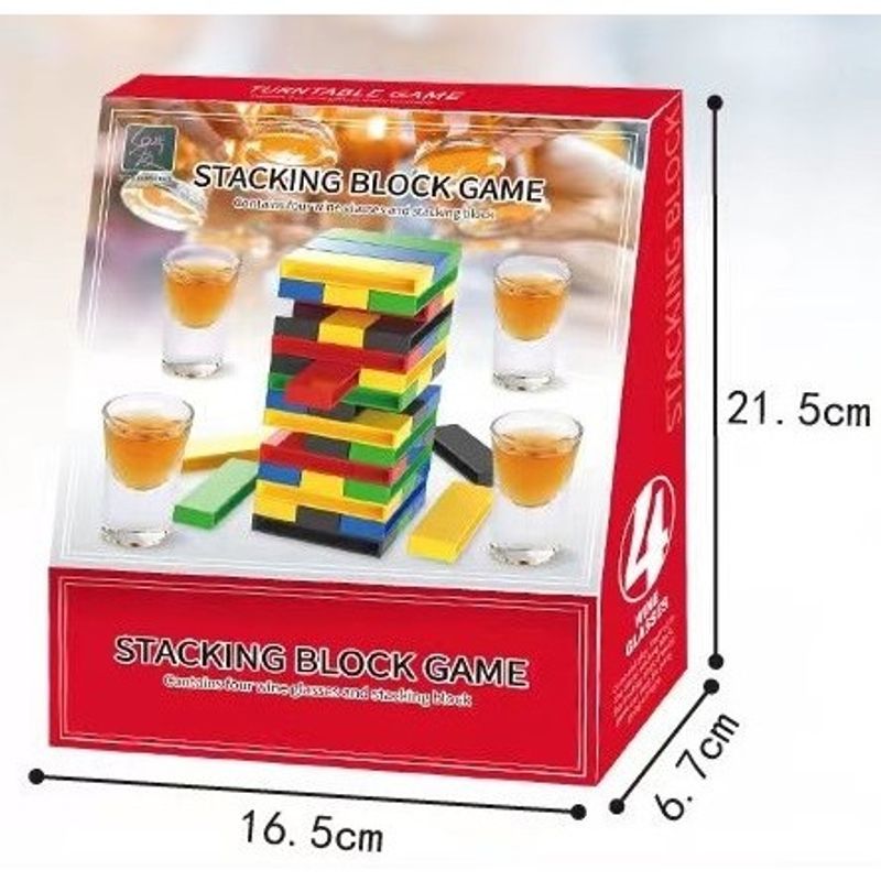 Jucarii, Copii si Bebe - Jucarii si jocuri - Jocuri si puzzle - Jocuri de societate - Joc de Baut Flippy, Turn Jenga din Plastic, cu 4 Pahare de Shot, +18 Ani, Multicolor - Infinity.ro