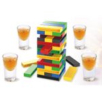 Jucarii, Copii si Bebe - Jucarii si jocuri - Jocuri si puzzle - Jocuri de societate - Joc de Baut Flippy, Turn Jenga din Plastic, cu 4 Pahare de Shot, +18 Ani, Multicolor - Infinity.ro