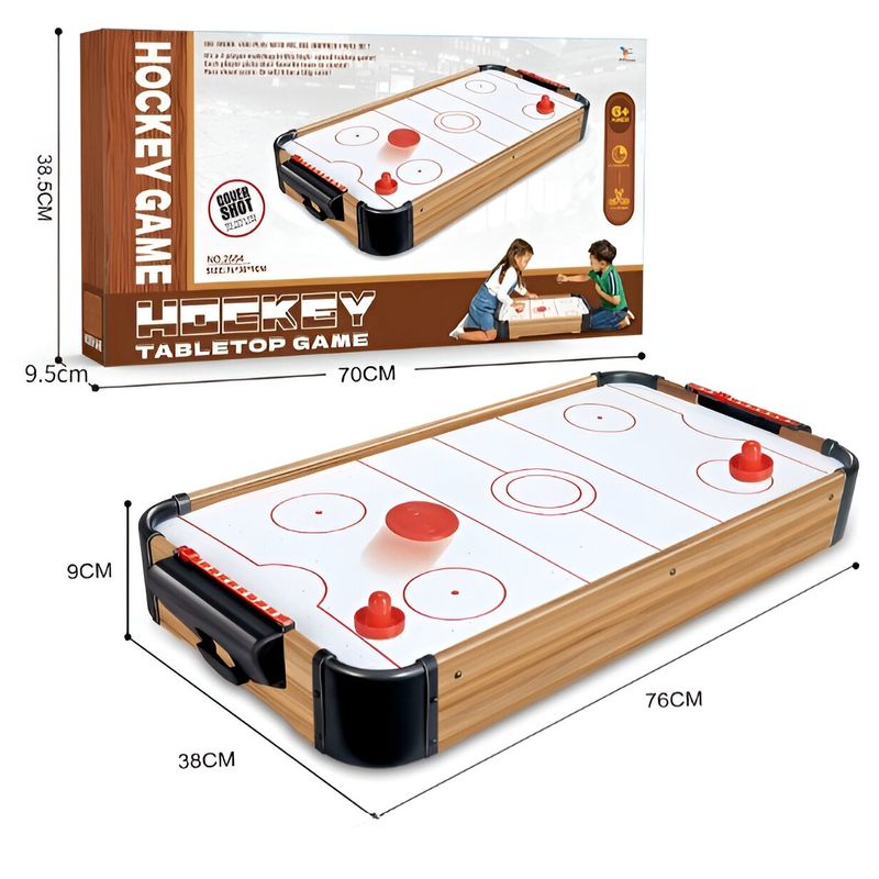 Sport si Outdoor - Alte sporturi - Mese fusball - Masa Air Hockey Graffiti fara Picioare, Flippy, Lemn, 2 Pucuri, Tabela Scor, 2 Impingatoare, 76x38x9 cm, Maro - Infinity.ro