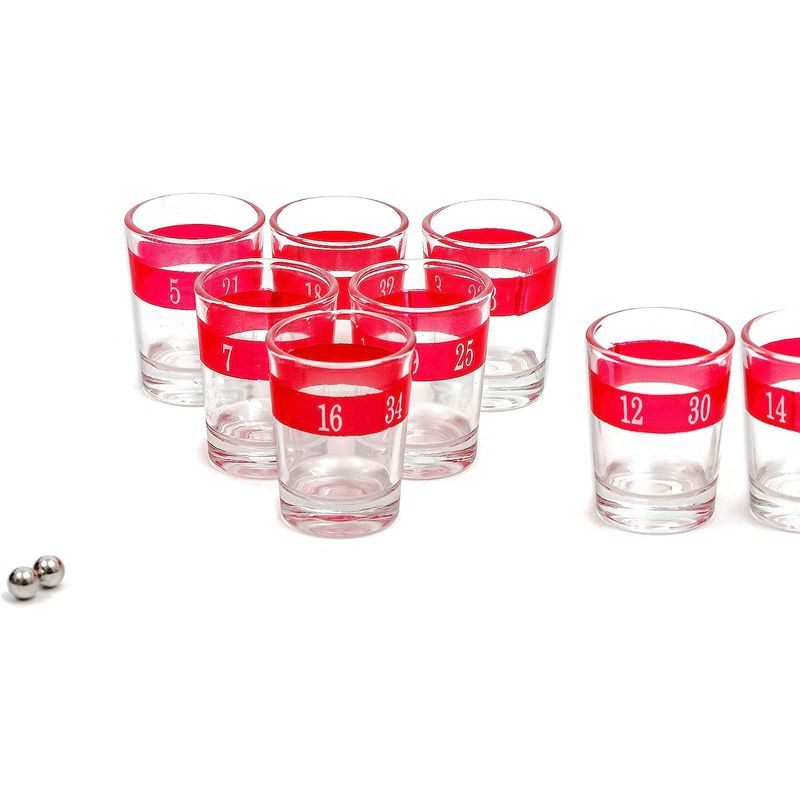 Jucarii, Copii si Bebe - Jucarii si jocuri - Jocuri si puzzle - Jocuri de societate - Joc de Baut Ruleta cu Pahare de Shot Flippy, 30 cm, Rosu/Negru - Infinity.ro