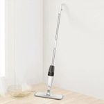 Market - Curatenie si intretinere casa - Produse menaj - Mopuri - Mop plat, Flippy, cu pulverizator, pentru uz casnic, plastic, rezerva de mop din microfibra, 125x40 cm, Alb/Negru - Infinity.ro