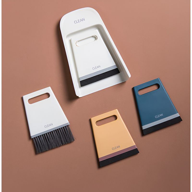 Market - Curatenie si intretinere casa - Produse menaj - Maturi si farase - Set Mini Matura si Faras, Flippy, Uz Casnic, Doua Perii, pentru Birou, Bucatarie, Casa, 19.5x13.8x3.6 cm, Albastru - Infinity.ro