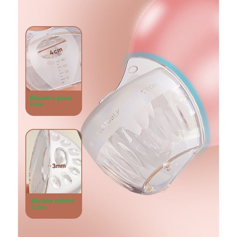 Jucarii, Copii si Bebe - Maternitate - Accesorii alaptare - Colector de Lapte Matern, Flippy, din Silicon Safety, Anti-debordare, 80 ml, Transparent - Infinity.ro