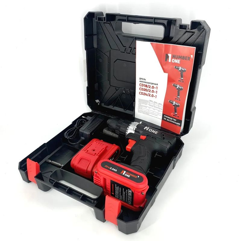Casa si Gradina - Constructii - Scule electrice si accesorii - Masini de gaurit si insurubat - Masina de gaurit si insurubat cu 2 acumulatori Number One , 20 V, 2.0 Ah, 32 Nm, 400 rpm insurubare, 1400 rpm gaurire - Infinity.ro